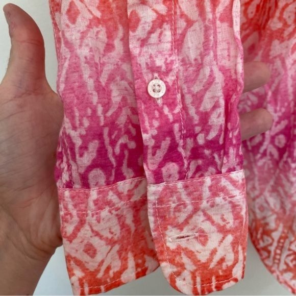 LAUREN RALPH LAUREN Colorful Batik print Tie front Button up Shirt S-M LIKE NEW - Picture 8 of 12